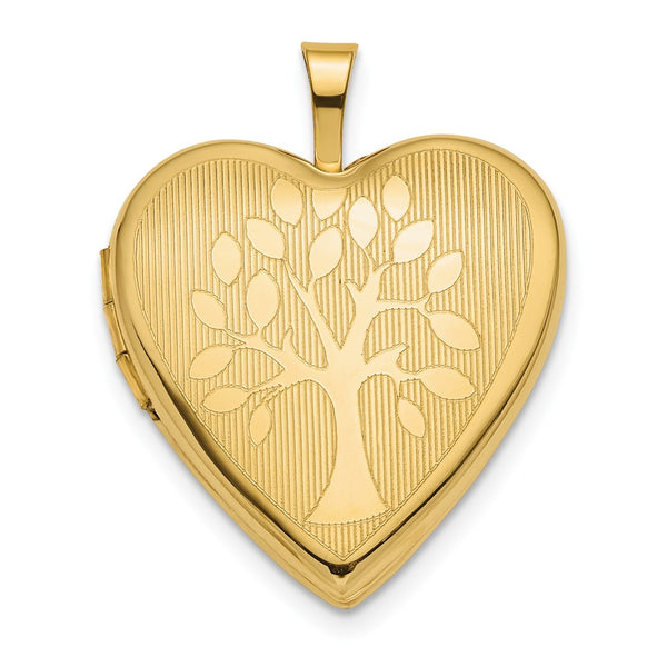 14K Yellow Gold 20mm Tree Heart Locket