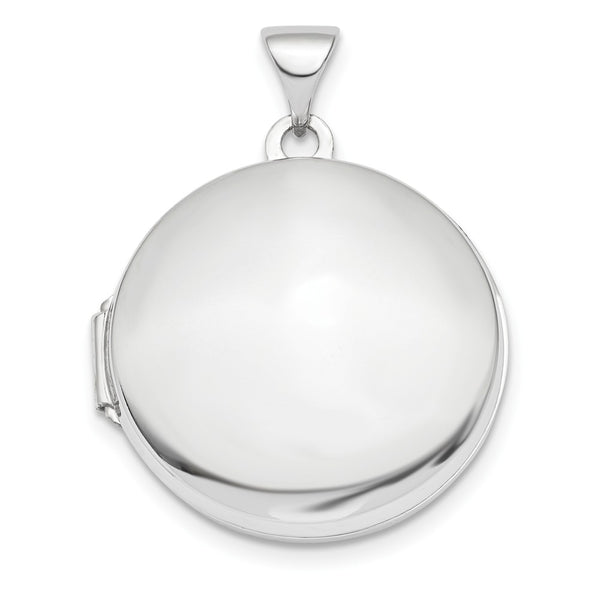 14K White Gold Polished Domed 20mm Round Locket