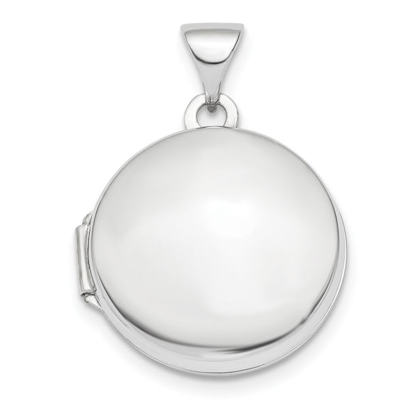 14K White Gold Polished Domed 16mm Round Locket