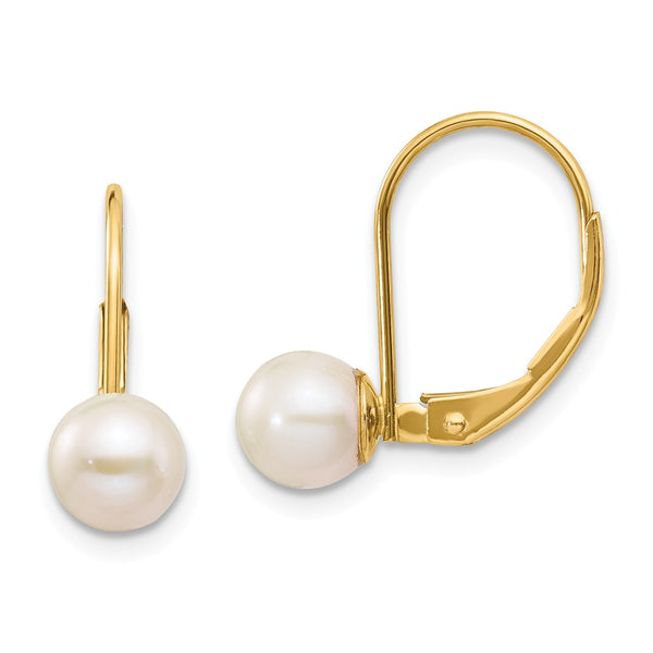 14K Yellow Gold,Leverback,Freshwater Cultured Pearl
