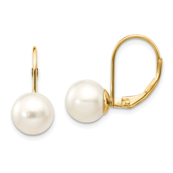 14K Yellow Gold,Leverback,Freshwater Cultured Pearl
