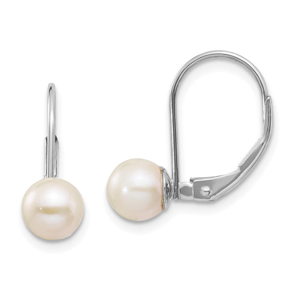 14K White Gold,Leverback,Freshwater Cultured Pearl