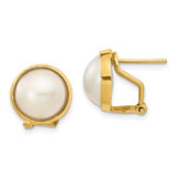 Jewelry,Earrings,Button,Gold,Yellow,14K,18 mm,18 mm,Pair,Omega Clip Back,Pearl,Mabe,Cultured,Bleaching,White,Ball/Post/Stud