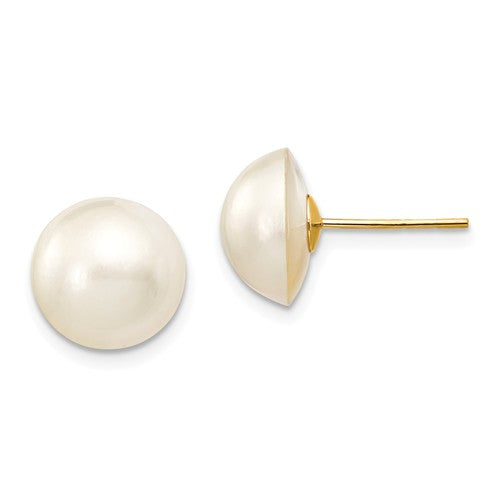 Jewelry,Earrings,Ball,Gold,Yellow,14K,12 mm,12 mm,Pair,Post & Push Back,Pearl,Mabe,Cultured,Bleaching,White,Ball/Post/Stud
