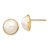 Jewelry,Earrings,Button,Gold,Yellow,14K,12 mm,12 mm,Pair,Post & Push Back,Pearl,Mabe,Cultured,Bleaching,White,Ball/Post/Stud