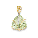 Polished,14K Yellow Gold,Genuine,Diamond,Green Quartz,Fancy Cut-Out Back,Fits Up to 2mm Regular,Fits Up to 3mm Fancy