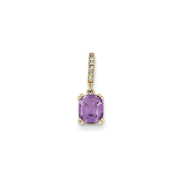 Polished,14K Yellow Gold,Open Back,Amethyst,Diamond,Fits Up to 2mm Regular,Fits Up to 3mm Fancy