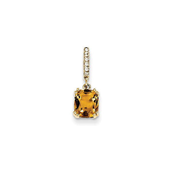 Polished,14K Yellow Gold,Open Back,Citrine,Diamond,Fits Up to 2mm Regular,Fits Up to 3mm Fancy
