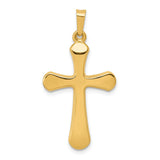 14K Yellow Gold Polished Rounded Cross Pendant