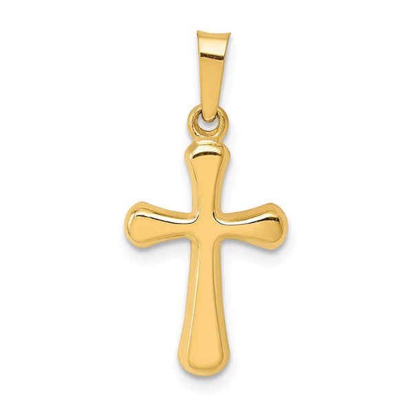 14K Yellow Gold Polished Rounded Cross Pendant