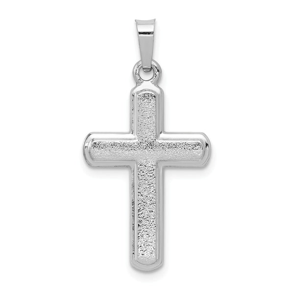 14K White Gold Polished And Satin Cross Pendant