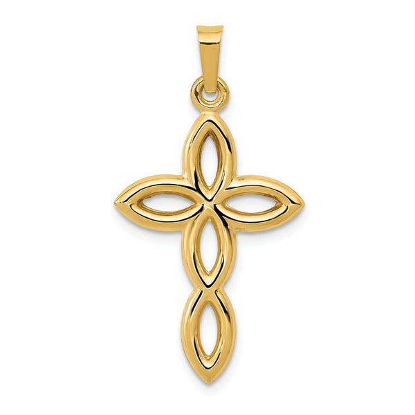 14K Yellow Gold Polished Cut-Out Passion Cross Pendant