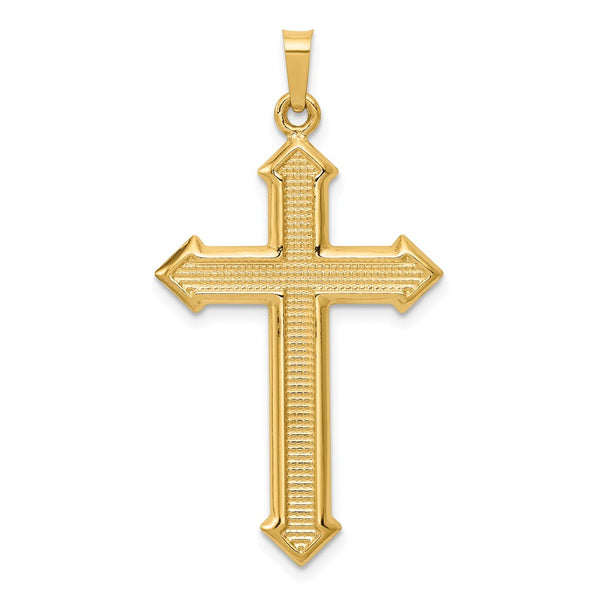 14K Yellow Gold Polished And Textured Passion Cross Pendant