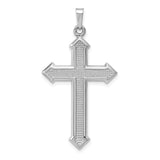 14K White Gold Polished And Textured Cross Pendant