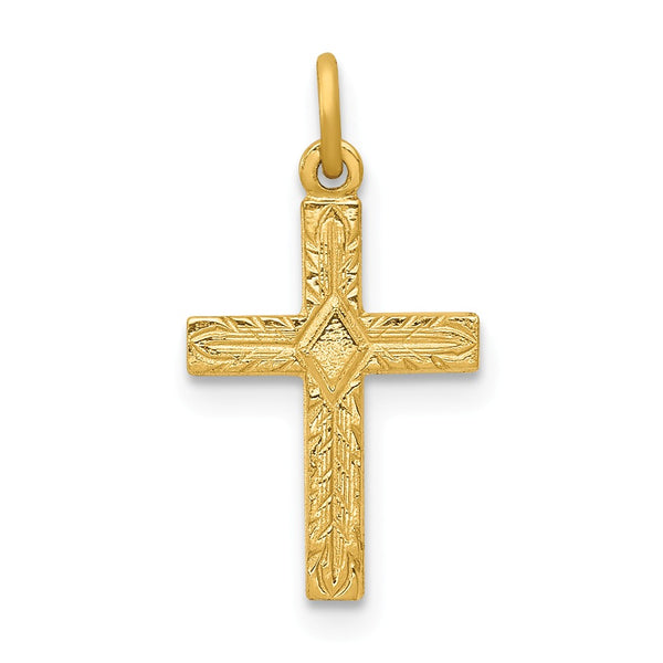 Solid,Polished,Die Struck,14K Yellow Gold,Flat Back,Textured