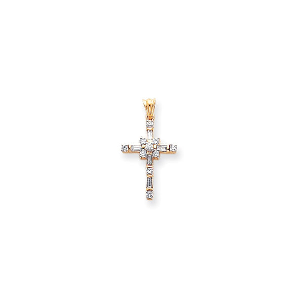 Solid,Casted,Polished,14K Yellow Gold & Rhodium,Diamond