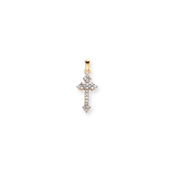 Solid,Casted,Polished,14K Yellow Gold & Rhodium,Diamond