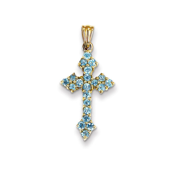 Casted,Polished,14K Yellow Gold,Blue Topaz