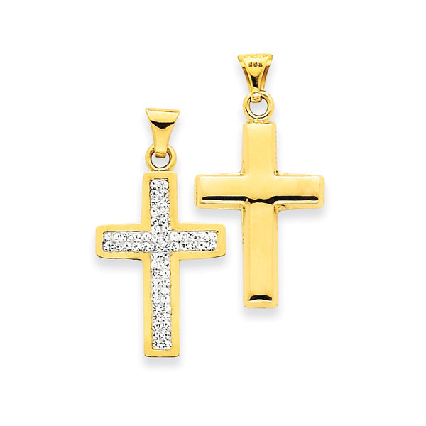 Polished,14K Yellow Gold,Reversible,Crystal