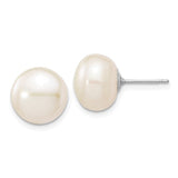 Jewelry,Earrings,Ball,Gold,White,14K,10 to 11 mm (range),10 to 11 mm (range),8 mm,Pair,Rhodium,Post & Push Back,Pearl,Freshwater,Cultured,Bleaching,White,Freshwater Cultured,Ball/Post/Stud