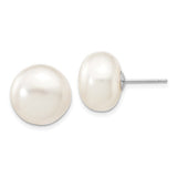 Jewelry,Earrings,Ball,Gold,White,14K,12 to 13 mm (range),12 to 13 mm (range),11 mm,Pair,Rhodium,Post & Push Back,Pearl,Freshwater,Cultured,Bleaching,White,Freshwater Cultured,Ball/Post/Stud