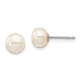 Jewelry,Earrings,Ball,Gold,White,14K,6 to 7 mm (range),6 to 7 mm (range),5 mm,Pair,Rhodium,Post & Push Back,Pearl,Freshwater,Cultured,Bleaching,White,Freshwater Cultured,Ball/Post/Stud