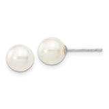 Jewelry,Earrings,Ball,Gold,White,14K,6 to 7 mm (range),6 to 7 mm (range),6-7 mm,Pair,Rhodium,Post & Push Back,Pearl,Freshwater,Cultured,Bleaching,White,Freshwater Cultured,Ball/Post/Stud