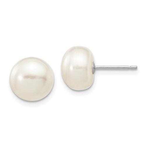 Jewelry,Earrings,Ball,Gold,White,14K,8 to 9 mm (range),8 to 9 mm (range),7 mm,Pair,Rhodium,Post & Push Back,Pearl,Freshwater,Cultured,Bleaching,White,Freshwater Cultured,Ball/Post/Stud