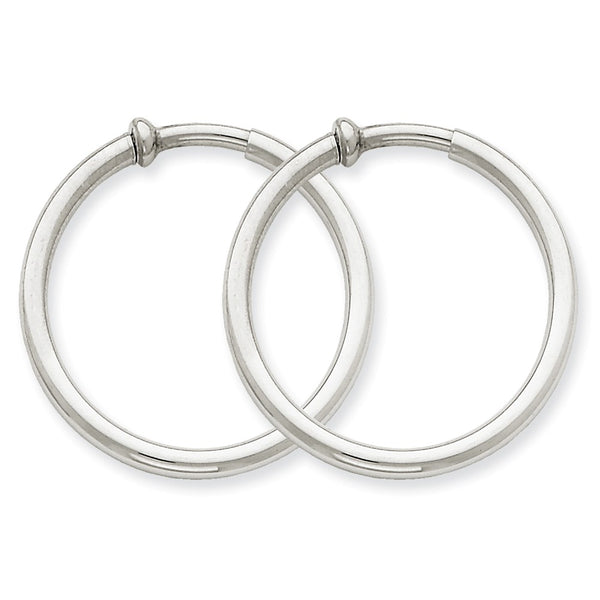 Polished,14K White Gold,Hollow,Non-Pierced