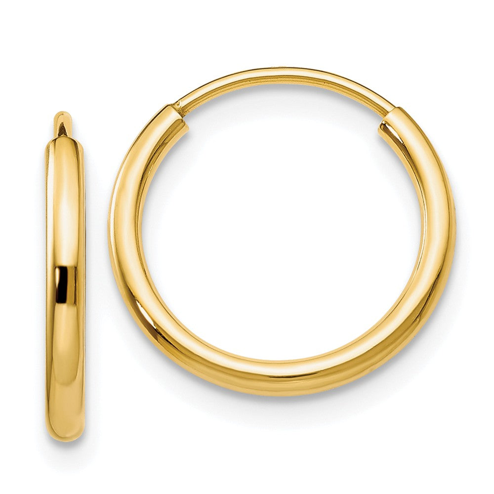 Earrings,Hoop,Gold,Yellow,14K,11 mm,1.5 mm,Pair,Wire & Clutch,Hoop,Under $100