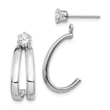 Polished,14K White Gold,Post,CZ