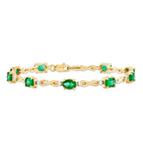 Polished,14K Yellow Gold,Genuine,Lobster Clasp,Diamond,Emerald