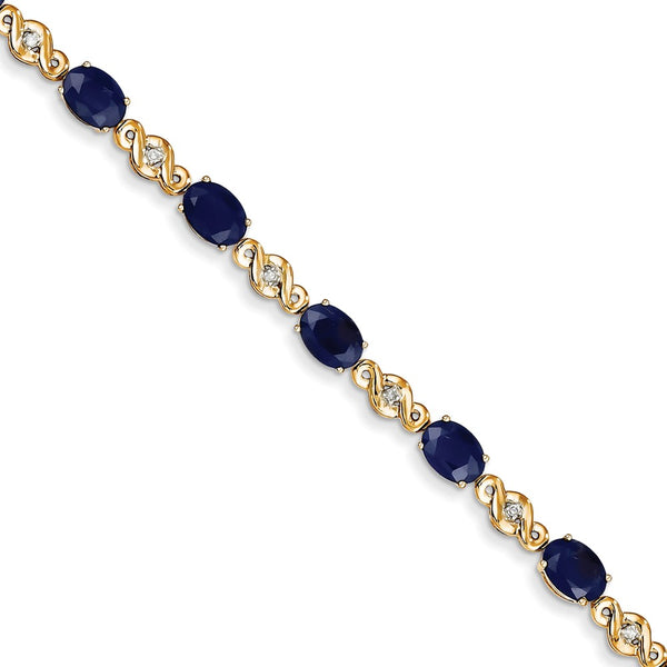 Polished,14K Yellow Gold,Genuine,Lobster Clasp,Diamond,Sapphire