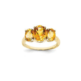 14K Yellow Gold,Open back,Citrine,Oval,Rings,Gemstone Rings