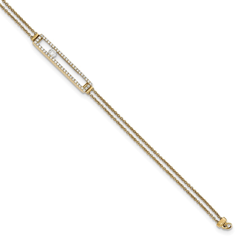 Polished,14K Yellow Gold,Spring Ring Clasp,Diamond,Moveable,2-Strand