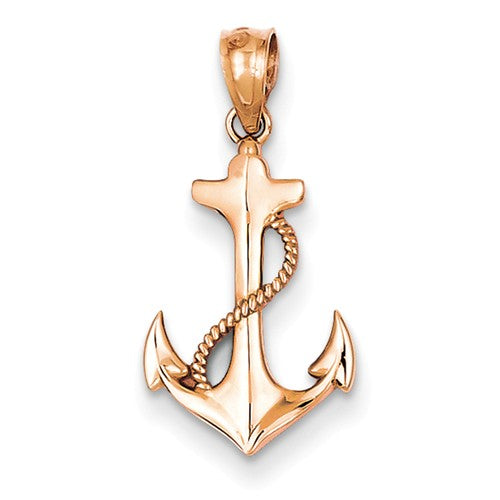 Pendants & Charms,Gold,Rose,14K,19 mm,13 mm,4 mm,6 mm,Nautical,Under $100
