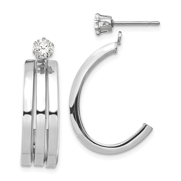 Polished,14K White Gold,CZ,Surgical Steel Post