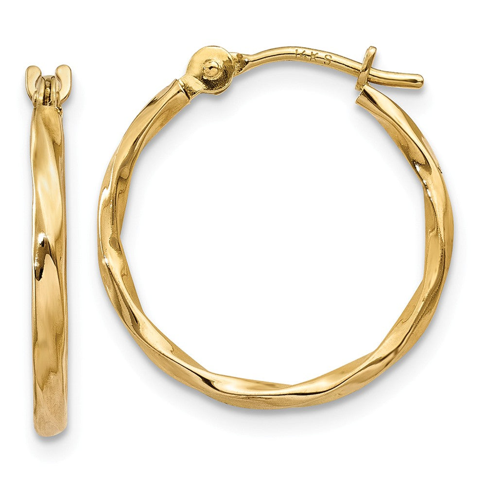Earrings,Hoop,Gold,Yellow,14K,13 mm,1.5 mm,Pair,Wire & Clutch,Hoop,Under $100