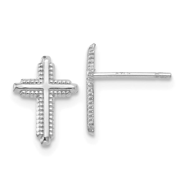 Polished,14K White Gold,Post,Textured