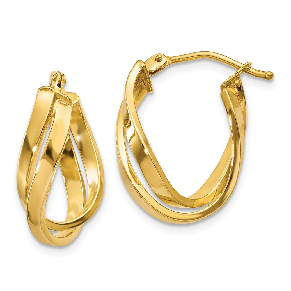 Earrings,Hoop,Gold,Yellow,14K,21 mm,8 mm,Pair,Wire & Clutch,Hoop