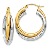 Earrings,Hoop,Gold,Two-Tone,14K,17 mm,6 mm,Pair,Wire & Clutch,Hoop,Between $400-$600