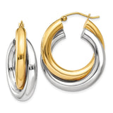 Earrings,Hoop,Gold,Two-Tone,14K,16 mm,8 mm,Pair,Wire & Clutch,Hoop,Between $400-$600